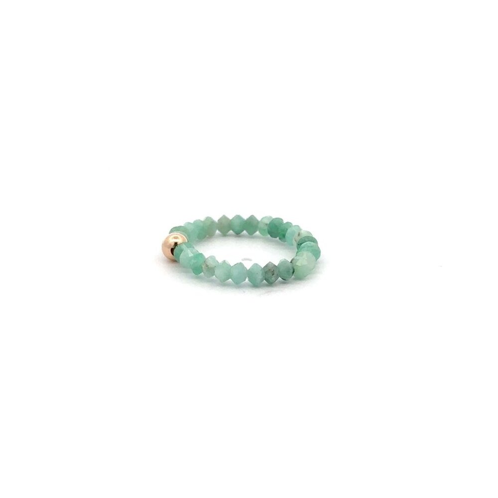 14K Gold Emerald Micro Faceted Stretch Ring Handmade Elastic Gemstone Band - Picture 3 of 7